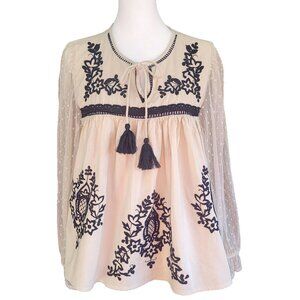 Cupio Embroidered Peasant Blouse Size M